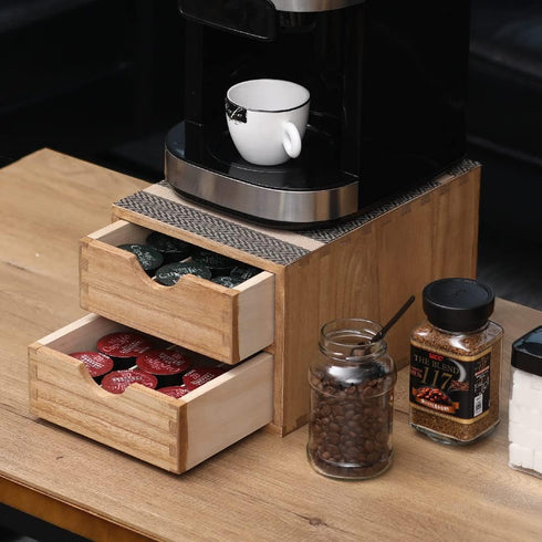 Drawer Holder for Coffee Brew - 2-Tier Kitchen Machine Stand Shelf, Coffee Station and Pod Capsule Storage Organizer