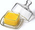 2 Pack ZOOFOX Glass Butter Dish, Small Glass Butter Keeper with Lid and Easy Grip Handle, Clear Butter Serving Storage