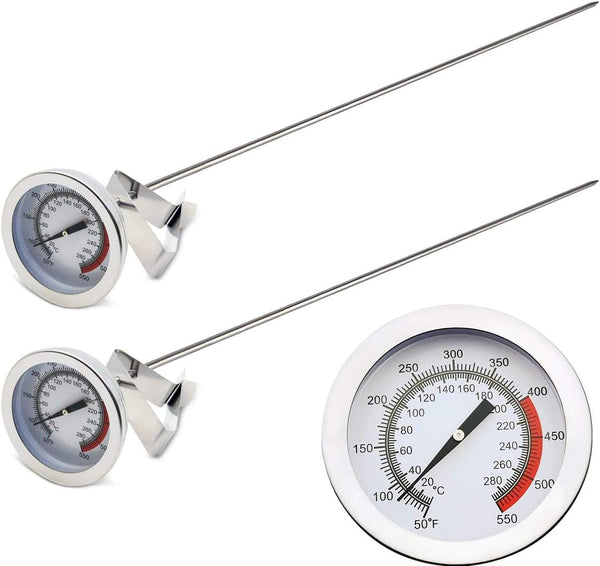 Efeng 15” Long Cooking Thermometer for Oil or Candy (2 Pack) with Pot Clip, Instant Read Dial