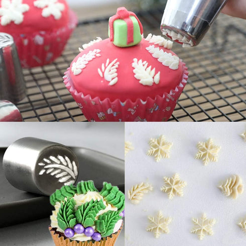 4 PCS Christmas Pastry Icing Piping Nozzles, Stainless Steel Russian Piping Tips Set
