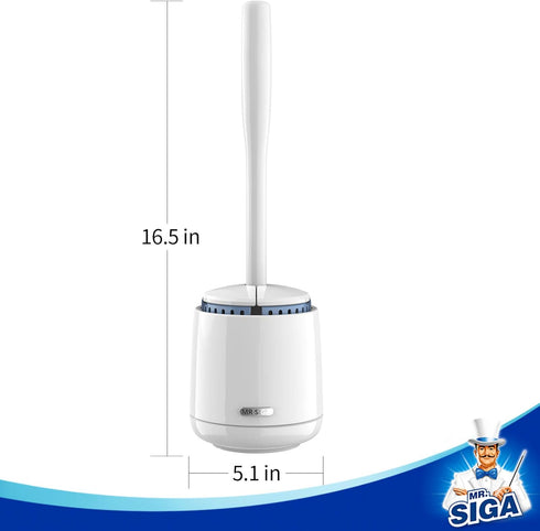 MR.SIGA Toilet Bowl Brush and Holder, 1 Pack - Premium Quality with Solid Handle and Durable Bristles