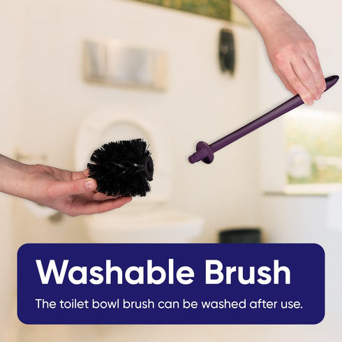 2 Pack Toilet Brush Cleaner and Holder Purple Toilet Bowl Cleaner Brush with Scrubbing Wand, Brush and Storage Caddy