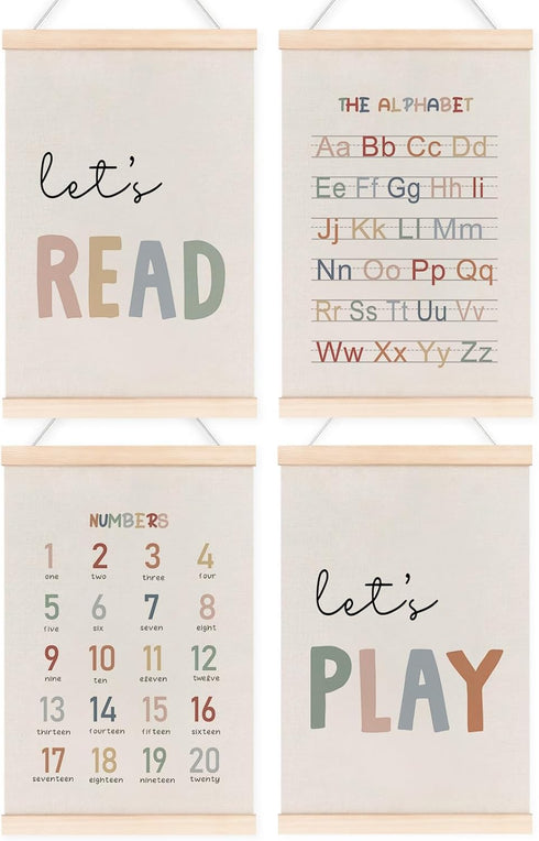 laveliabel Alphabet Numbers Poster Hanger Frame Set of 4, Alphabet ABC Banner