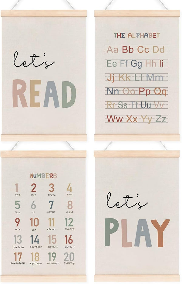 laveliabel Alphabet Numbers Poster Hanger Frame Set of 4, Alphabet ABC Banner