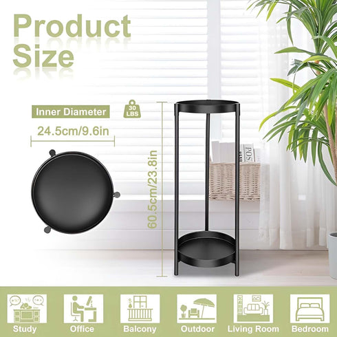 CEFZUM 2 24" Plant Stand Indoor Outdoor, Tier Tall Black Flower Pot Plant Stands, Heavy Duty Metal Plants Shelf
