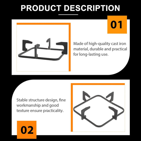 Luxshiny Iron Wok Support, Stove Trivets Wok Burner Rack, Square Gas Oven Accessories