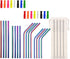 Lazycorner 16 Pcs Short Metal Straw - 6mm 5.5" 6.5" Kids Reusable Straws with Silicone Tips and Cleaner, Rainbow