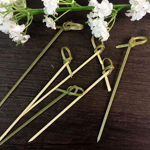 Gmark Bamboo Knot Skewers 6" 200 ct, Twisted Ends Bamboo Picks, Cocktail Picks GM1030