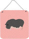 Caroline's Treasures BB7941DS66 Pink Check Vietnamese Pot-Bellied Pig Wall or Door Hanging Aluminum Metal Sign, 6x6