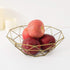 Geometric Metal Wire Fruit Bowl, Iron Arts Storage Basket for Kitchen Counter (Gold)
