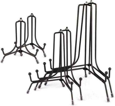 Mocoosy 6 Pack Anti-Slip Plate Stands for Display, 4 6 8 Inch Black Iron Wire Easel Frame for Pictures