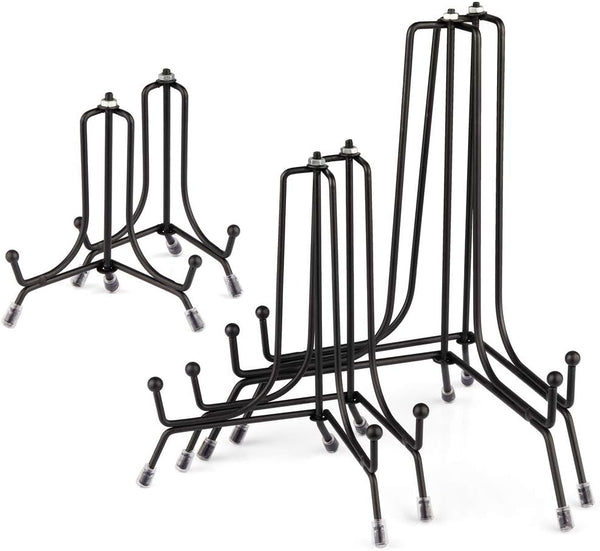 Mocoosy 6 Pack Anti-Slip Plate Stands for Display, 4 6 8 Inch Black Iron Wire Easel Frame for Pictures