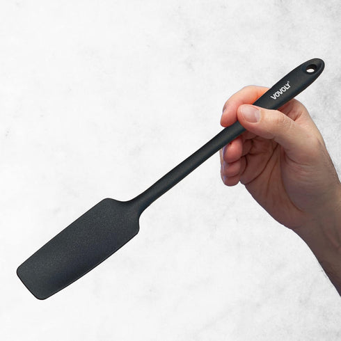 Vovoly Silicone Jar Spatula, Small Head with Long Handle, High Heat Resistant Rubber Scraper for Nonstick Cookware -