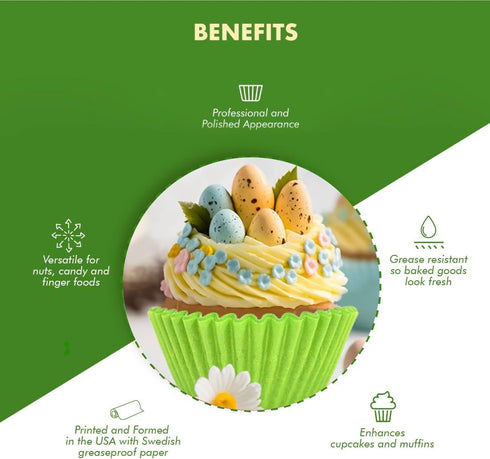 Regency Wraps Greaseproof Professional Grade Baking Cups - Pack of 40, Standard Liners, Lime Solid