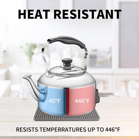 Silicone Trivet Mats - Heat Resistant Pot Holders for Hot Pots and Pans, 4 Pack Gray Trivets for Tables