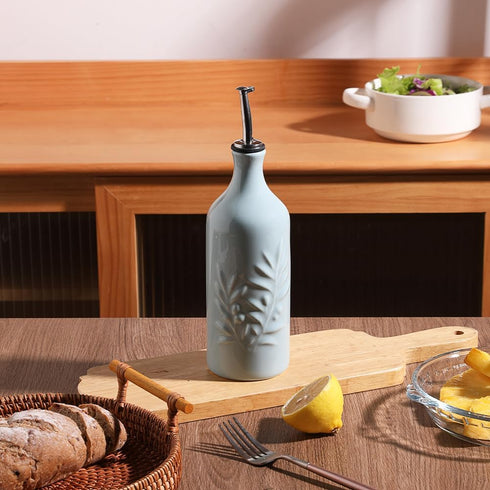 Sweejar 20 Oz Ceramic Olive Oil Dispenser Bottle, Opaque Oil Cruet for Storage of Oil, Vinegar, Syrup, Pack of 1