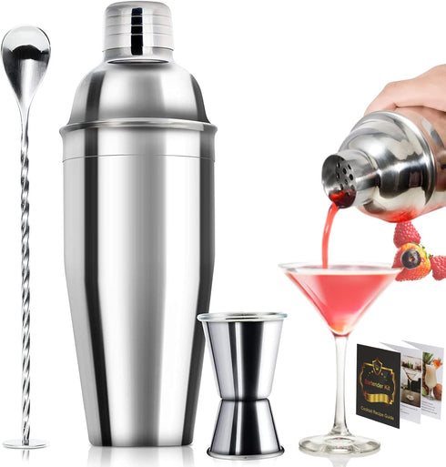 24oz Cocktail Shaker Bar Set - Professional Margarita Mixer Drink Shaker with Measuring Jigger & Mixing Spoon Set,