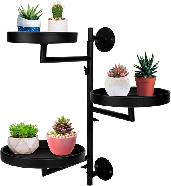 FAMIFAVOR Rotating Window Plant Shelves with Adjustable Knobs, 3 Tiers Metal Wall Shelf