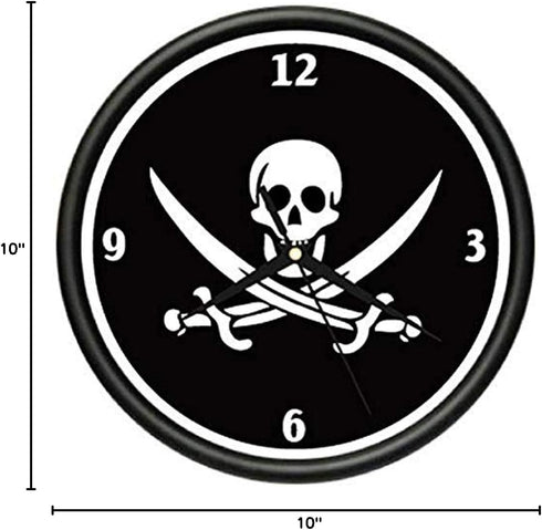 SignMission Jolly Roger Pirate Wall Clock, Skull Art