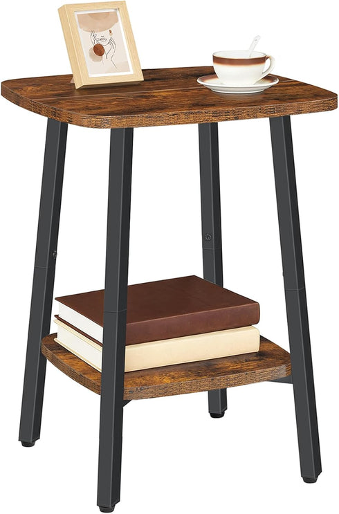 HOOBRO 2-Tier Square Side Table, Small Sofa End Table, Modern Simple Nightstand