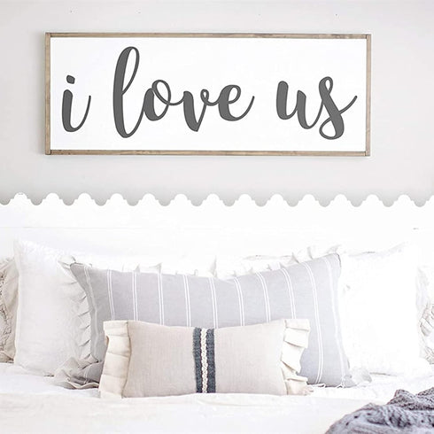 Tamengi I Love Us Wood Sign - Rustic Farmhouse Decor, 6x20inch Wall Mount for Home Events
