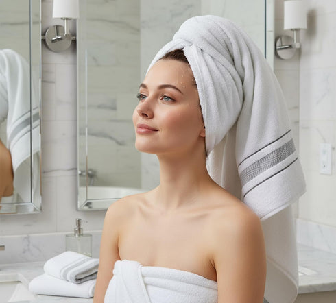Le fil blanc Set_White 100% 2 2 2 Bath Towel Towel For Bathroom, Luxury Hotel &Spa Quality, Cotton .Includes Large Bath