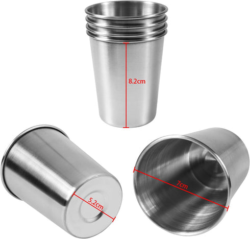 EVERMARKET 6 Pack 8 Ounce 230ml Stainless Steel Shatterproof Pint Drinking Cups for Kids and Adults