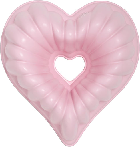 Paris Hilton Heart Shaped Fluted Cake Pan, Cast Aluminum with Clean Ceramic Nonstick Bakeware, Dishwasher Safe, Made without PFAS, PFOA, PFOS & PFTE, 9-Inch, Pink by Paris Hilton