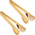 2-Pack Stainless Steel Gold Salad Tongs, 9.5 Inch Non-Slip & Easy Grip Smart Locking Clip Handy Utensil for Cooking,