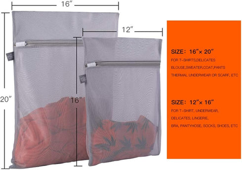Kimmama Laundry Bag, Mesh Wash Bags with Zipper, Net Washer Sack for Cleaning and Drying Cloths, Delicates, Small Toys