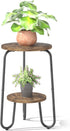 REFGY 2 Tier Wood Plant Stand Indoor, Small Round Flower Pot Stand,