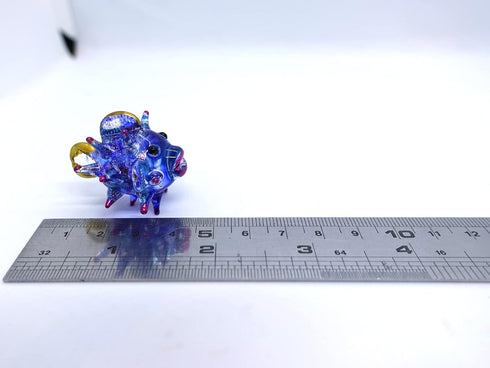 Puffer Miniature Hand Blown Glass Art Figurines, Sea Animals Collectible Gift Home Décor (Purple Blue)