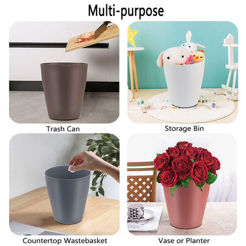 1.5 Gallon Small Trash Can, Round Wastebasket for Bathroom Bedroom Kitchen Countertop, Gray (2 Pack)