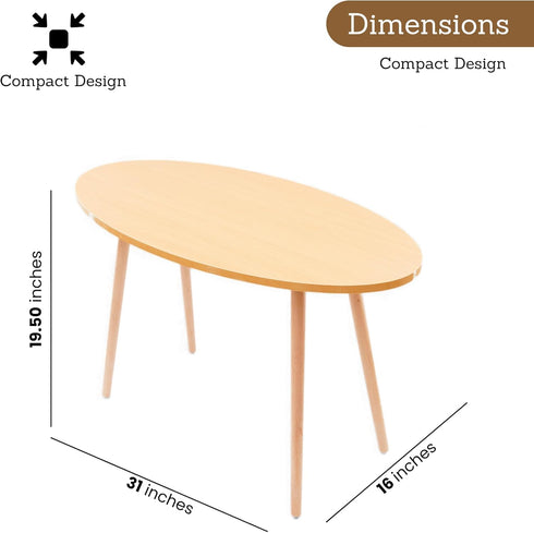 DECOMIL - Modern Oval Coffee Table, End Table for Small Places, Living Room, Office, Balcony, Industrial End Table