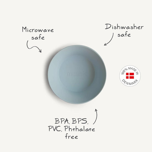 mushie Round Dinnerware Bowls for Kids, Set of 2 Made in Denmark (Powder Blue)