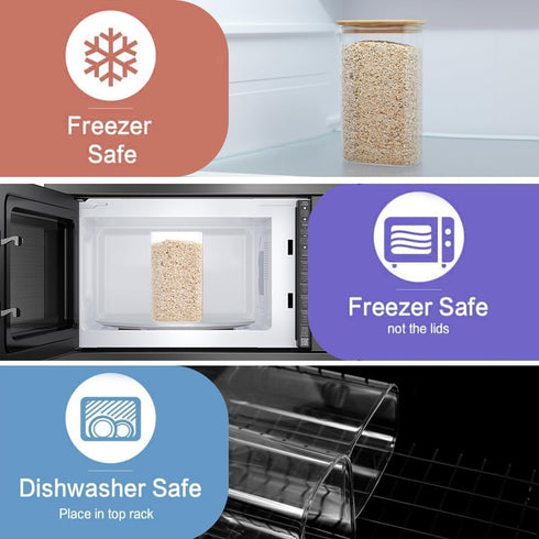 3 Pack 132 51 floz Square Glass Pantry Storage Containers with Kitchen Food Pantry Labels - Clear Glass Pantry Jars