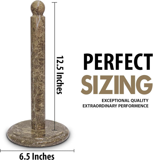 TheWolfard Countertop Handmade Fossil Grey Marble Paper Towel Holder Natural Stone Stand with Subtle Fossil Patterns