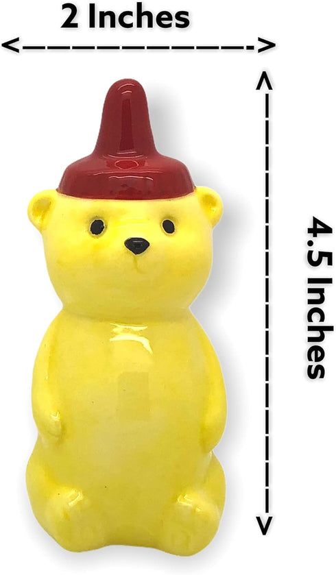 Ceramic Honey Bear Salt and Pepper Shakers Set - Yellow and Red Glazed Decorative Kitchen Condiment Dispenser