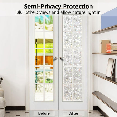 LEMON CLOUD Window Film, Vinyl Clings, Stained 3D Decorative Stickers for Glass, Frosted Privacy, 17.5" x 78.7"