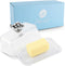 Arthur Court Glass Butter Dish with Lid Metal Grape Knob | Classic