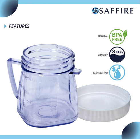 Saffire Replacement Mini 1-Cup Plastic Jar, Fits Most Oster Blenders (2 Pieces)