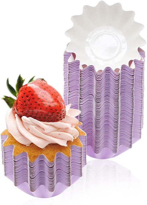 100 PCS Purple Baking Cups, Standard Muffin Wrappers, Greaseproof Coated Paper for Wedding, Birthday, Holiday Party,