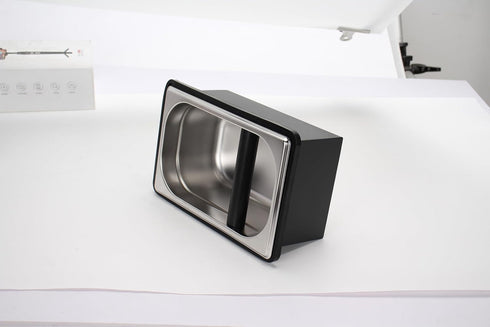 Stainless Steel Espresso Knock Box, Coffee Pucks Container with Steel Holder and Noise Reduction Rubber Ring