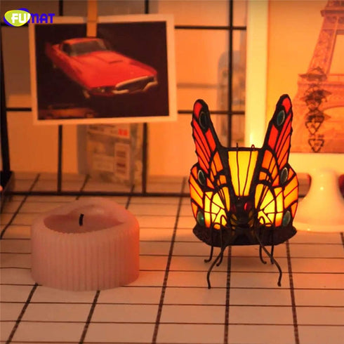 Tiffany Candle Holders Stained Glass Butterfly Table Centerpieces Tealight Holder Night Light Wedding Mother Girl