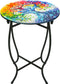 Plant Castle Outdoor Side Table for Small Spaces, 14 Inch Round Metal End Table