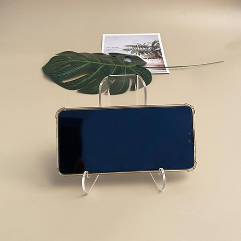 White Small Artwork Display Stand, Clear Acrylic Plate Stable Countertop Holder for Tea, Bricks, Books, Magazines