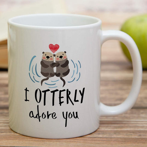 Retreez Funny Mug - I Otterly Adore You 11 Oz Ceramic Coffee Mug - Sarcastic Motivational Birthday Gift for Husband Wife