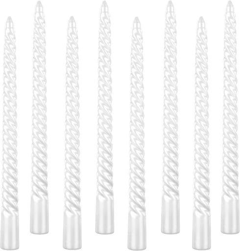Kemladio 4 pcs 10 inch Taper Candles - Unscented Tapered Candles for Fancy Dinner, Halloween Party Decorations, White