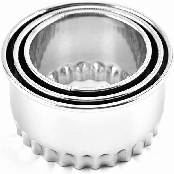 Cookie Cutters Set, 3Pcs Stainless Steel Biscuit Dumpling Cake Pastry Molds for Cooking Baking, Flower Edge