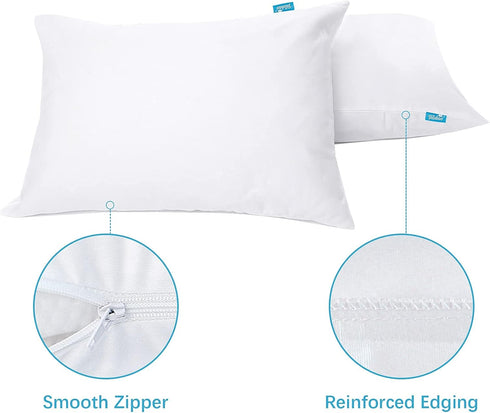 4 Pack Pillow Protectors with Zipper, Breathable & Noiseless, 100% Waterproof Pillow Cases, Standard Size White